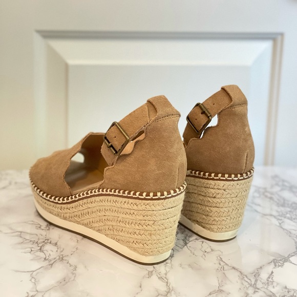 Tan Suede Leather wedge espadrilles - Picture 4 of 5